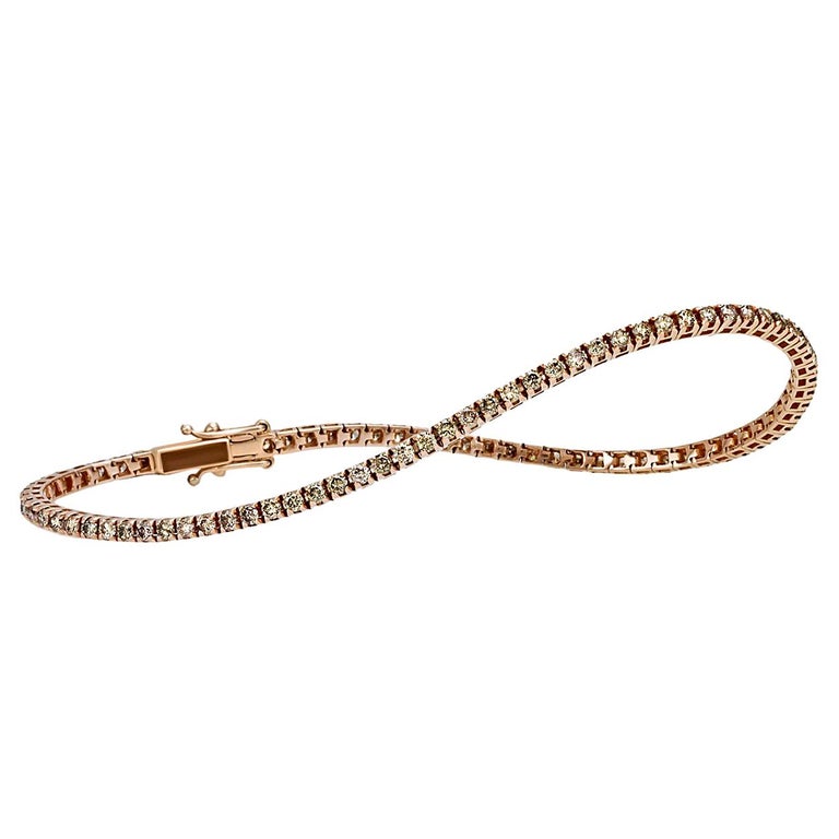 Thin Pink Gold And Brown Diamond Infinite Tennis Bracelet For Thin Pink Gold And Brown Diamond Infinite Tennis Bracelet For