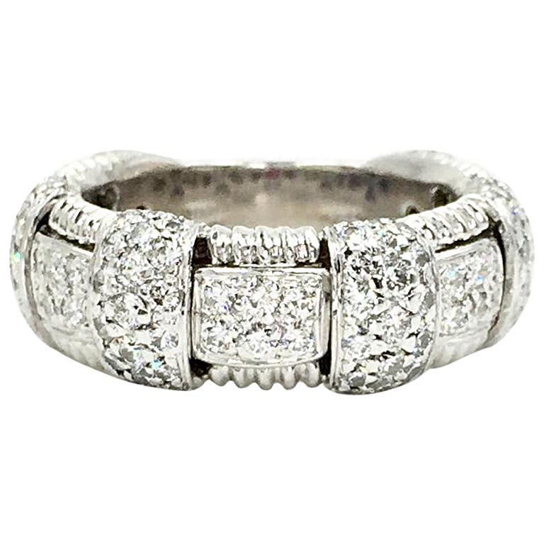 Roberto Coin Ionata 18 Karat White Gold Woven Diamond Ring For Roberto Coin Ionata 18 Karat White Gold Woven Diamond Ring For