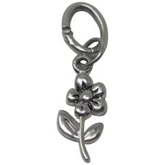 Vintage Sterling Silver Puffy Flower Charm or Pendant