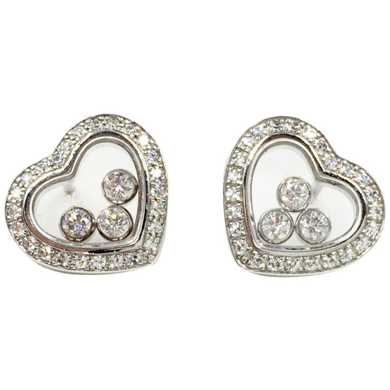 Chopard Hy Diamonds 18 Karat White Gold Diamond Pave Sun Earrings Chopard Hy Diamonds Heart Earrings 18 Karat White Gold