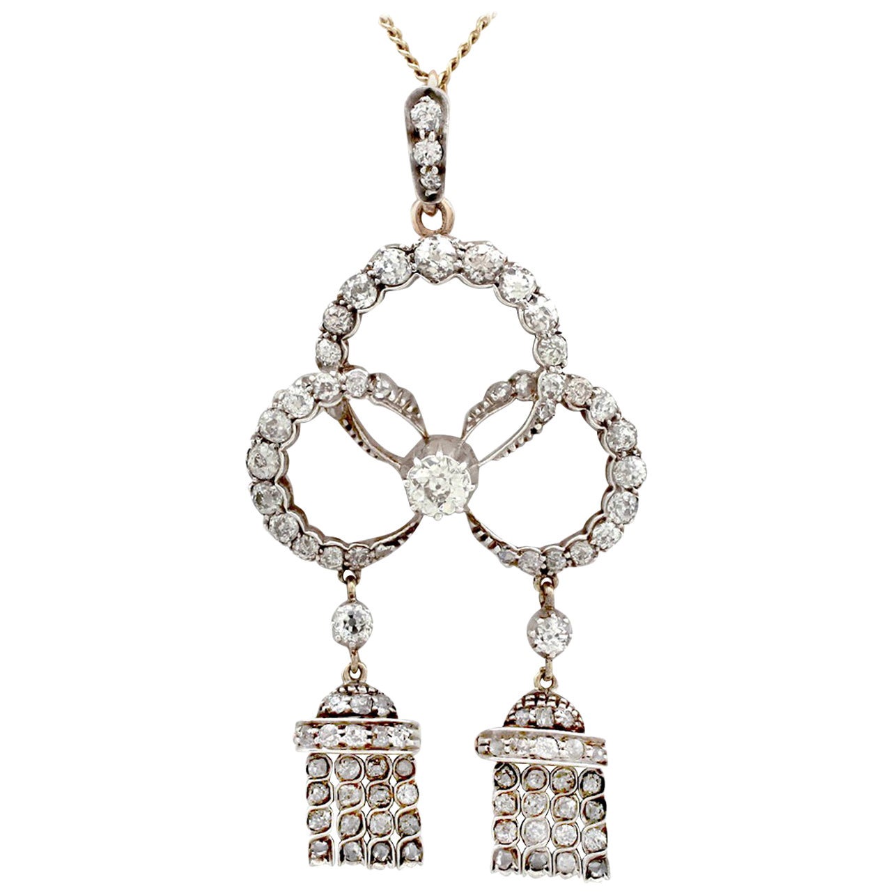 Antique 1900s 2.00 Carat Diamond and Yellow Gold Pendant at 1stDibs