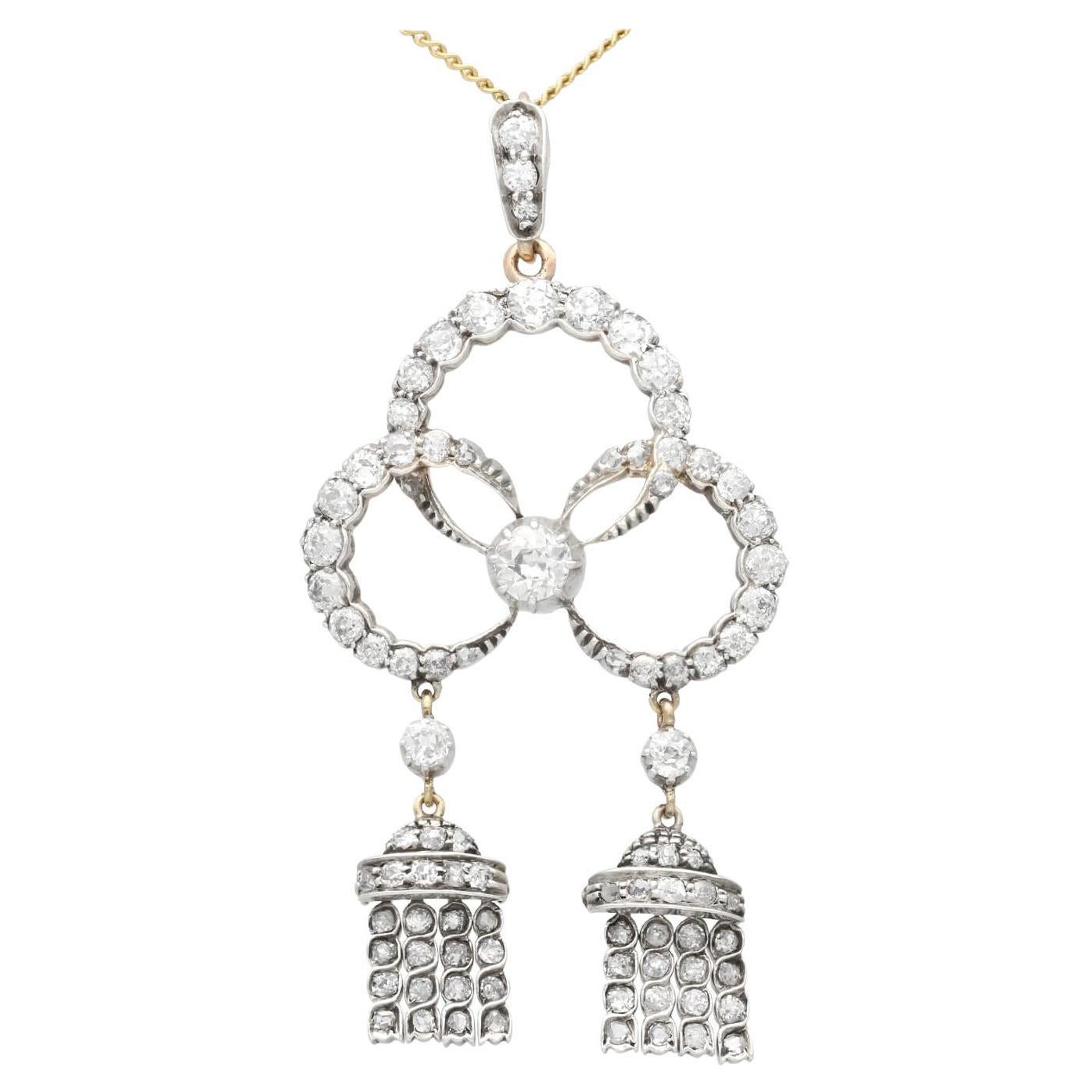 Antiker 1900er Jahre 2,39 Karat Diamant und Gold Anhänger/Brosche Circa 1900