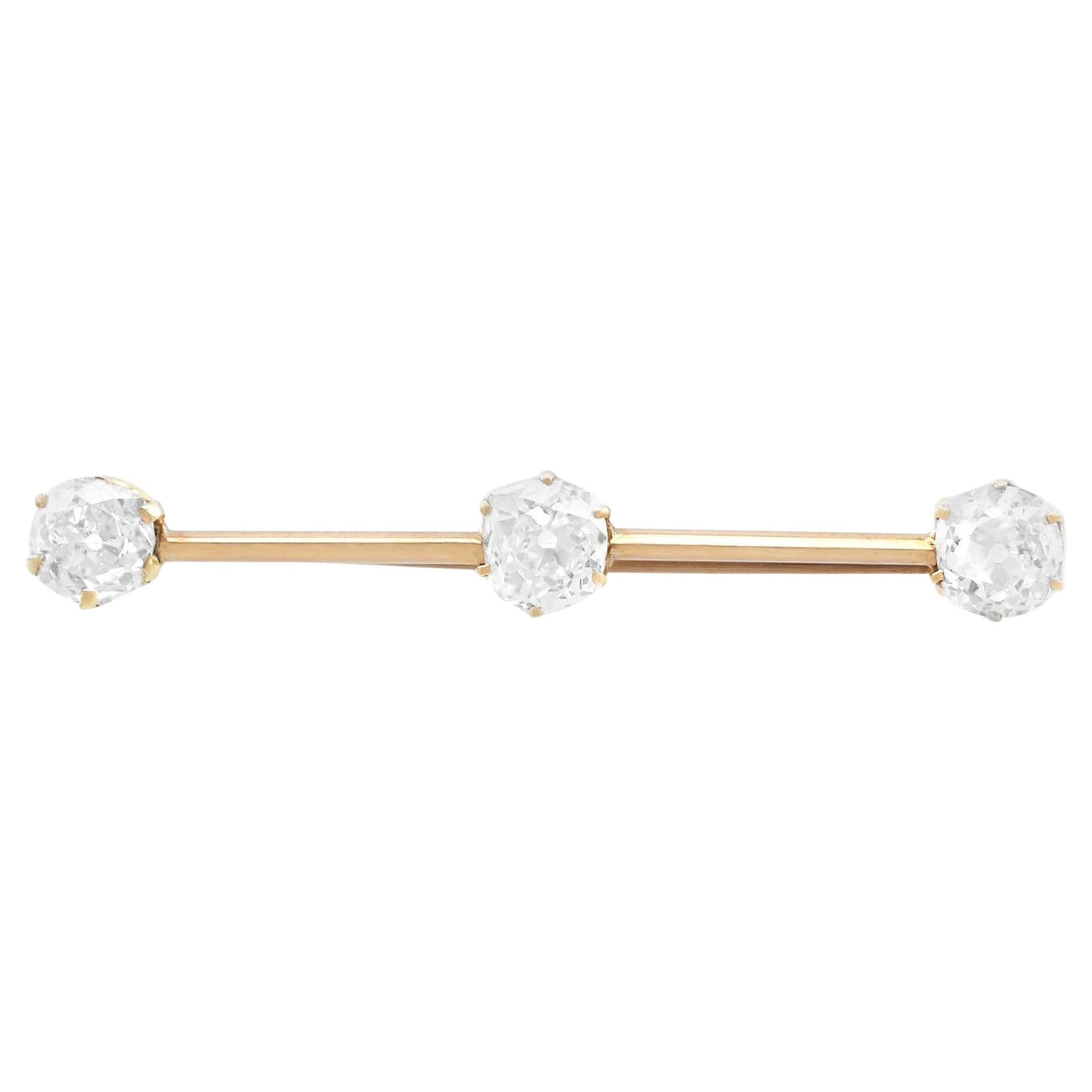 Antike Barbrosche aus Gold mit 2,14 Karat Diamanten und Gold