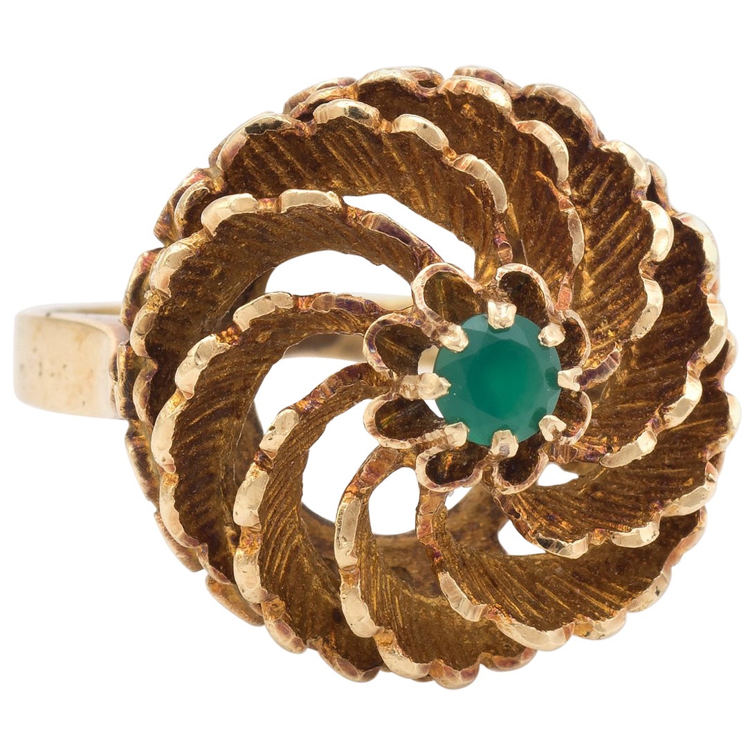 Amethyst Black Enamel Cocktail Ring 14 Karat Yellow Gold Estate Fine