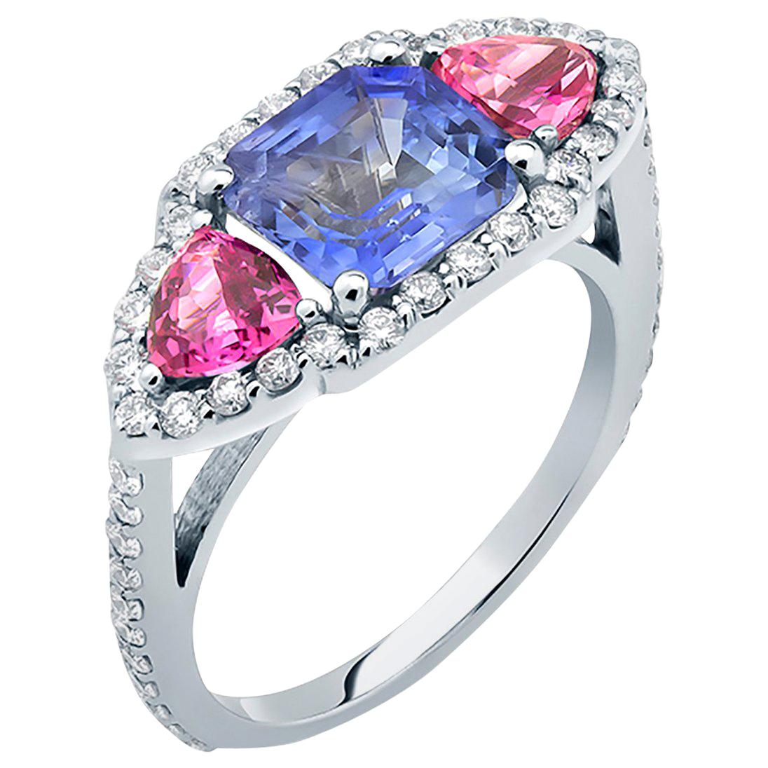 Ceylon Sapphire Diamond Cocktail Ring Weighing Four Carat