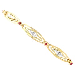 1950s Retro French Ruby and Diamond Gold Bracelet