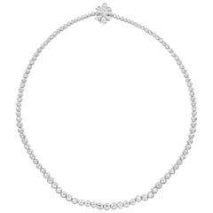 Diamond Necklace 15 Carat Bezel-Set in Platinum with a Diamond Flower Clasp