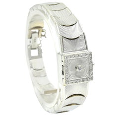 Ladies Vintage 14 Karat White Gold Hamilton Flip Top Diamond Dress Watch