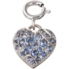 Heart Pendant Handcrafted in Palladium and Platinum with Blue Sapphires