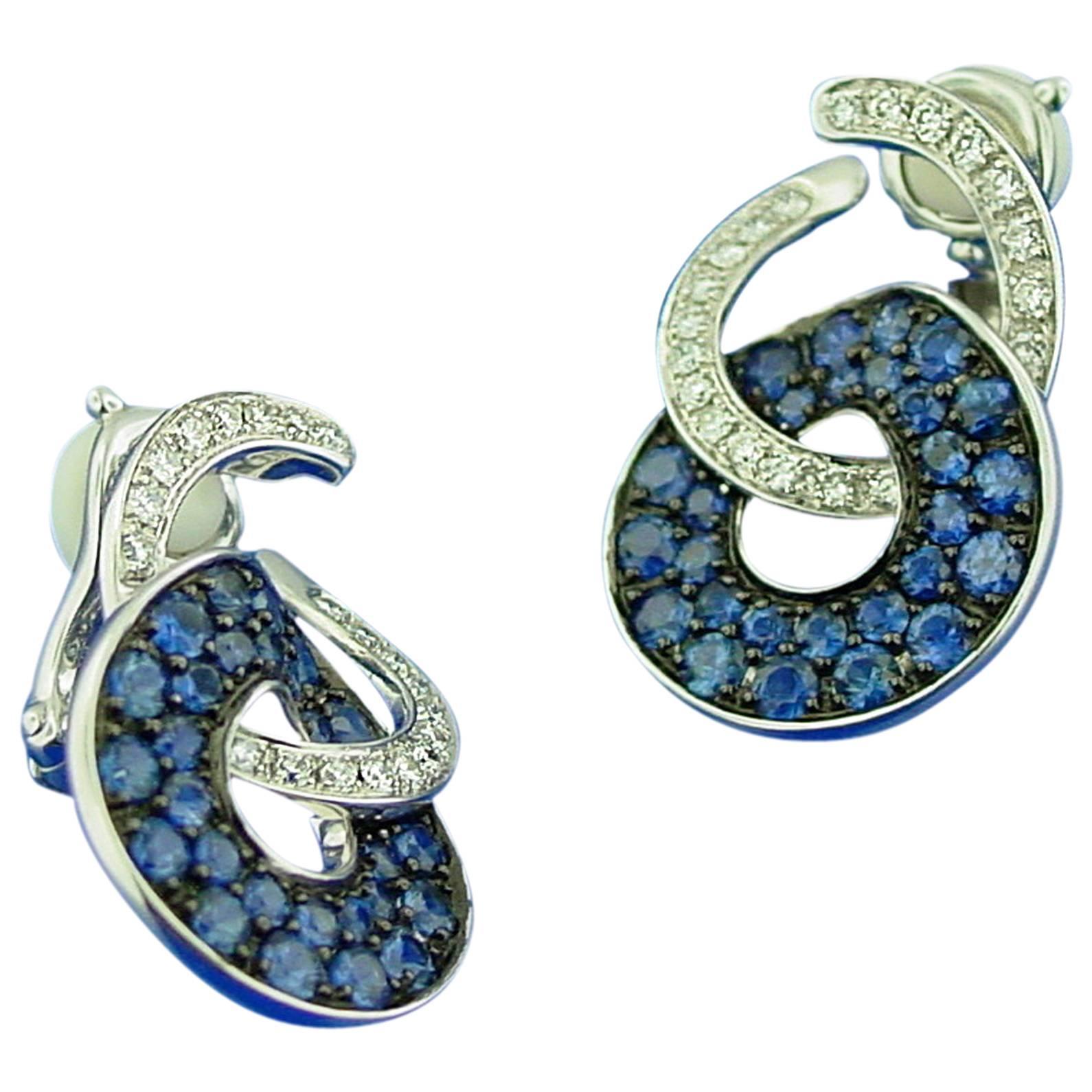 Sapphire Diamond Gold Earclips For Sale