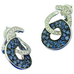 Sapphire Diamond Gold Earclips 10