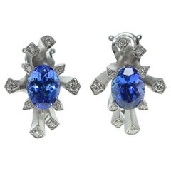 Boucles d'oreilles flocon de neige en or blanc 18 carats avec tanzanite et diamants