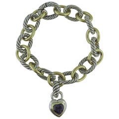 David Yurman Bracelets 69 For At 1stdibs David Yurman Sterling Silver 18ky Gold Oval Bracelet With Amethyst Heart Pendant