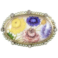 Antique Victorian French Essex Crystal Flower Brooch, circa 1900