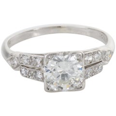 1.01 Carat Art Deco Platinum and Diamond Engagement Ring