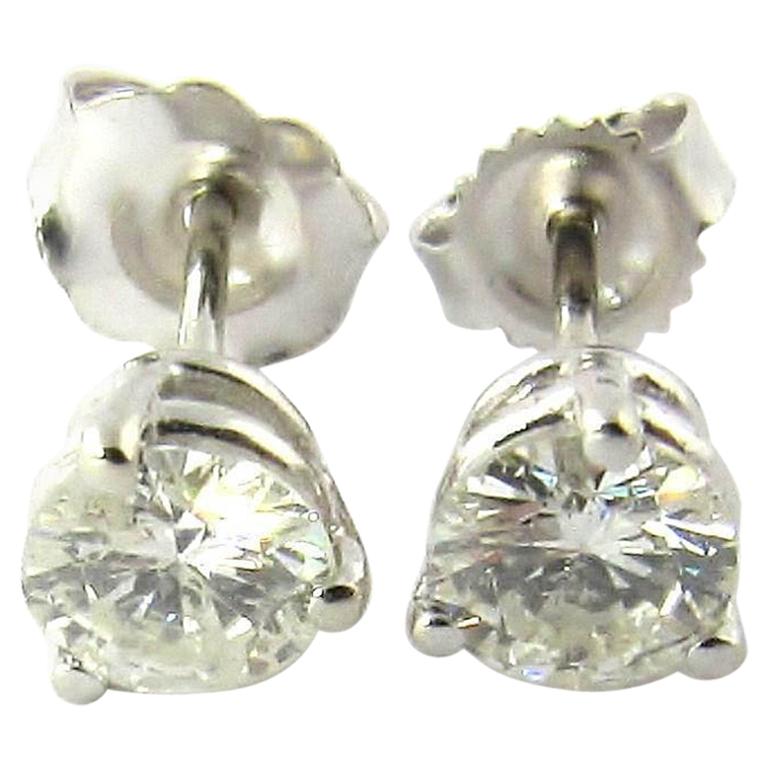 14 Karat White Gold Round Brilliant Diamond Stud Earrings 75 Carat 14 Karat White Gold Round Brilliant Diamond Stud Earrings 75 Carat For