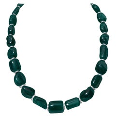18K Gold Zambian Emerald and Diamonds Necklace