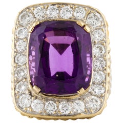 18 Karat Amethyst Diamond Ring