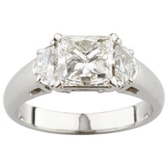 2.00 Carat Princess Cut Diamond Platinum Three-Stone Ring EGL Certified