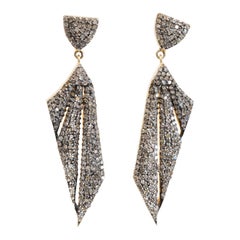 Pave`-Set Diamond Drop Earrings
