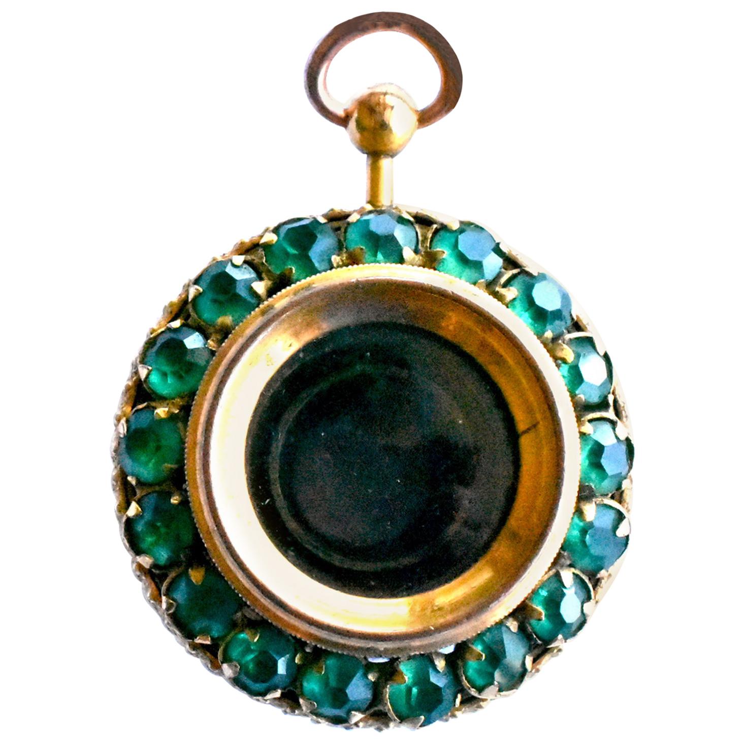 Antique Monocular Pendant with Green Pastes