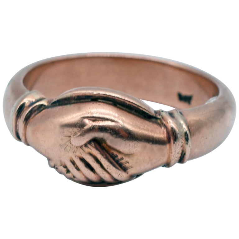 Antique Gentlemen's Gold Fede Ring, Size 15 For Sale at 1stDibs | fede ring  gold, mani in fede ring, roman fede ring