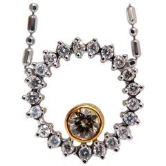 1.02 Carat Fancy Color Natural Yellow Brown Diamond Circle Eternity Necklace
