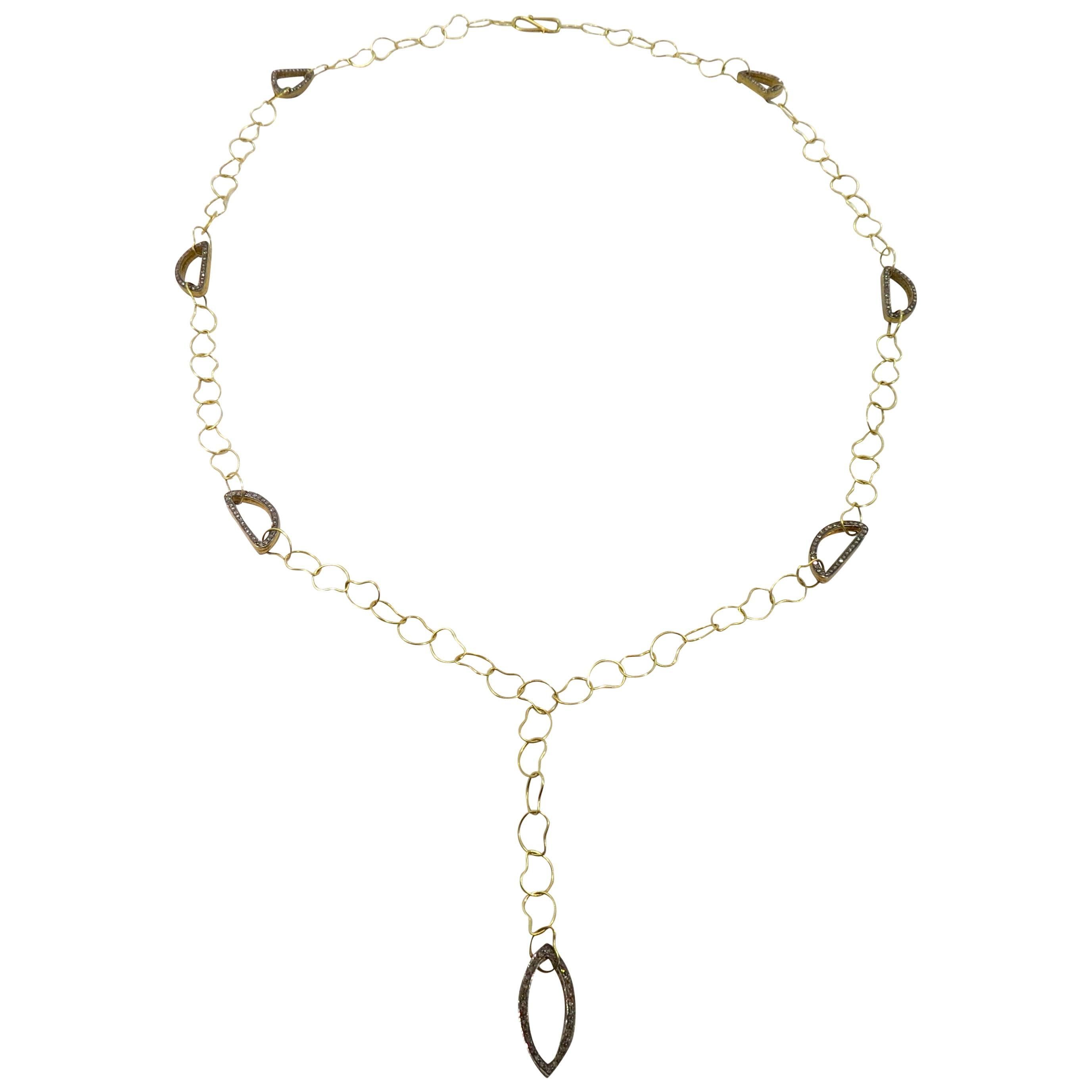 Jona Paisley 18 Karat Yellow Gold Diamond Necklace