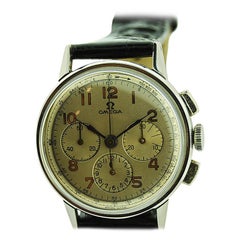 Retro Omega Stainless Steel 3 Register Chronograph Manual Wind, circa 1940s