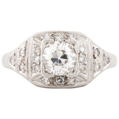 Retro Art Deco Platinum and Diamond Engagement Ring