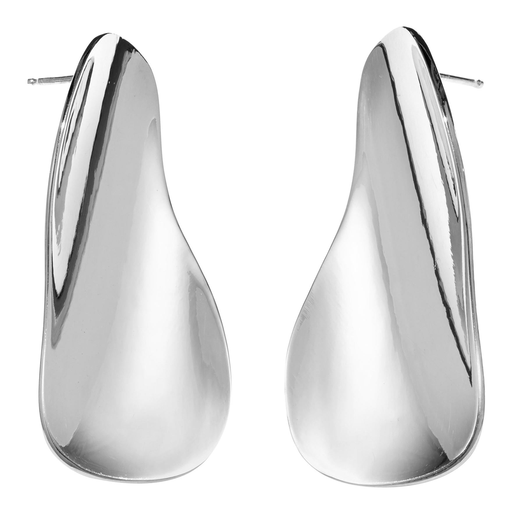 AGMES Sterling Silver Unique Sculptural Statement Drop Earrings