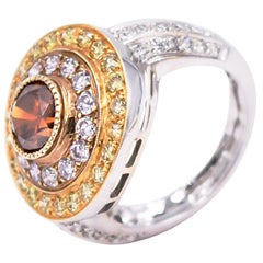 Sethi Couture Multicolored Diamond Cocktail Ring in 18 Karat White Gold