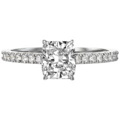 1.50 Carat Cushion Cut Engagement Ring on 18 Karat White Gold