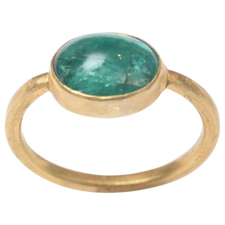 Cabochon Emerald and 22 Karat Gold Ring