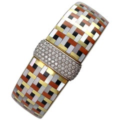 Asch Grossbardt 18 Karat Gold and 1.39 Carat Diamond Inlaid Bracelet