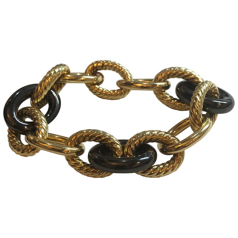 David Yurman Large Oval Link 18 Karat Yellow Gold And Hemae David Yurman Large Oval Link 18 Karat Yellow Gold And Hemae Bracelet For