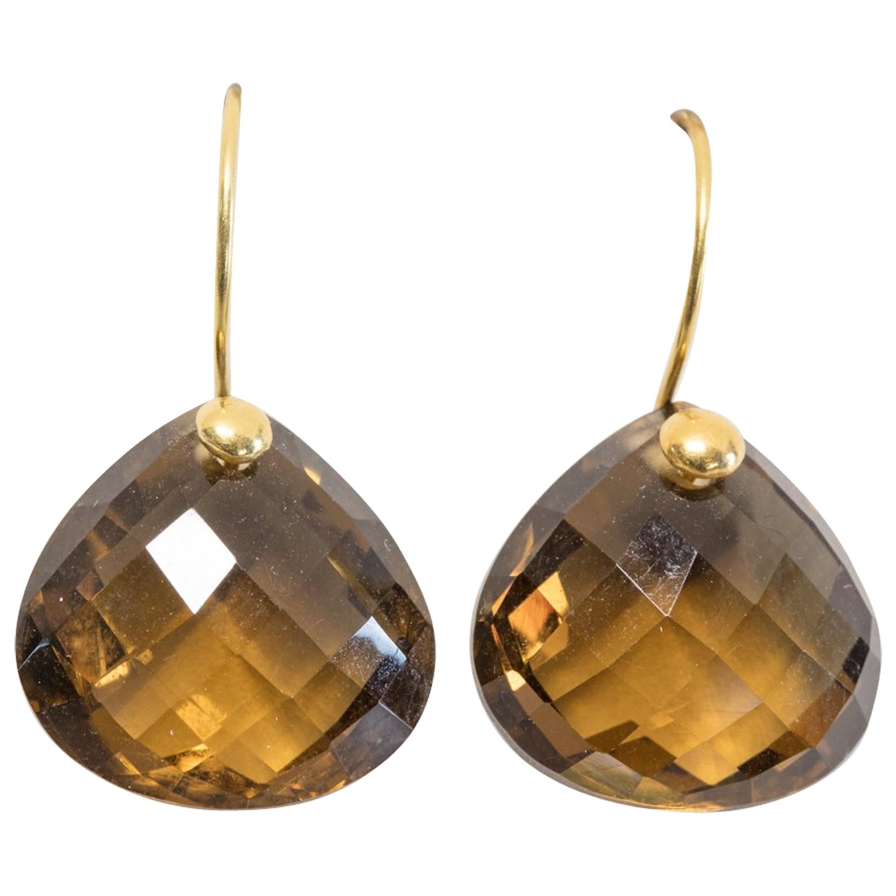 Citrine and 18 Karat Gold Drop Earrings