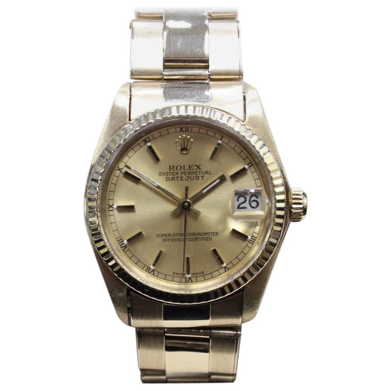rolex 6827 midsize datejust 14 karat yellow gold for sale at 1stdibs