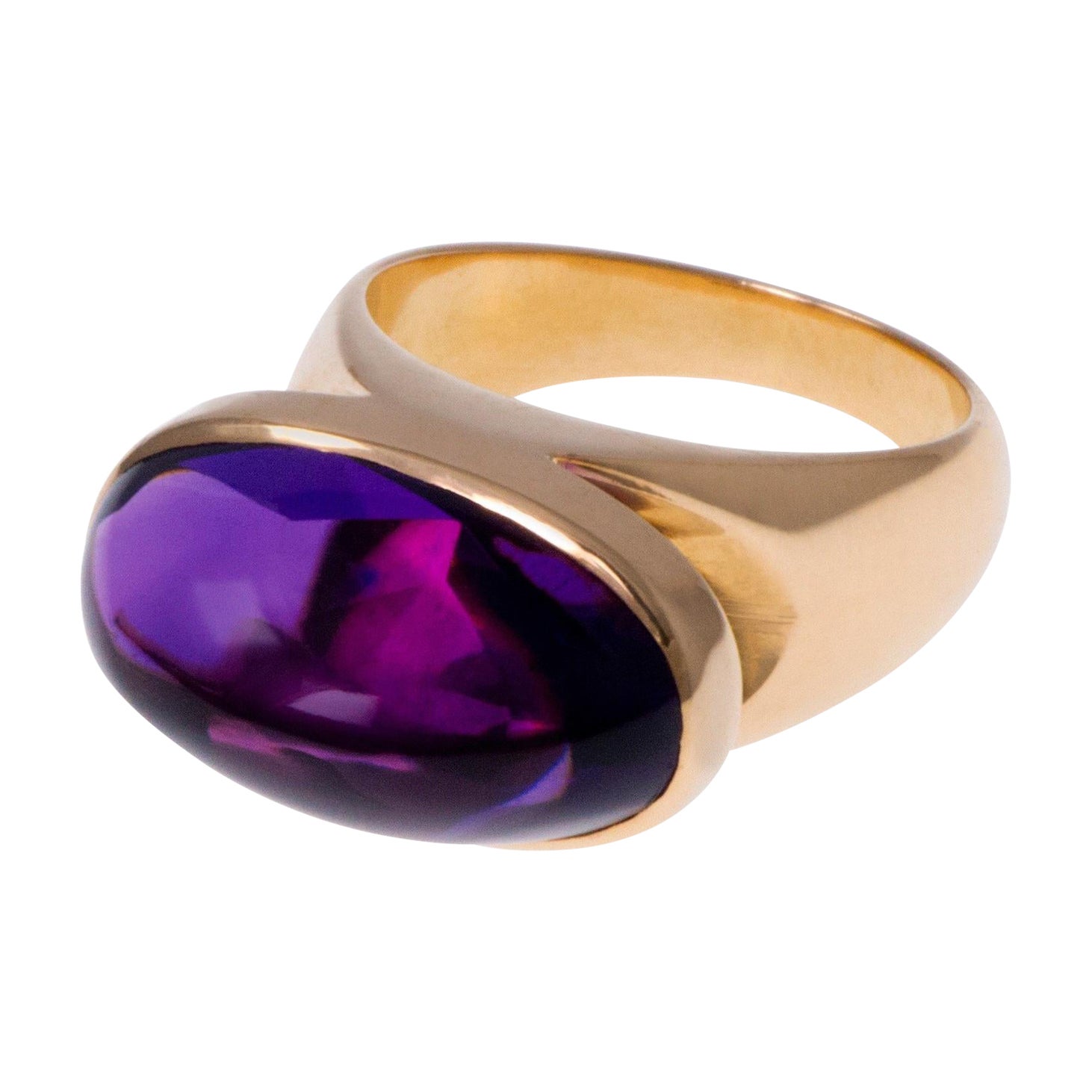 Tuk Fischer for Georg Jensen Amethyst and Yellow Gold Ring, Circa 1970 For Sale