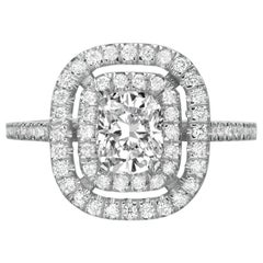 2.10 Carat Cushion Cut Diamond Engagement Ring on 14 Karat White Gold