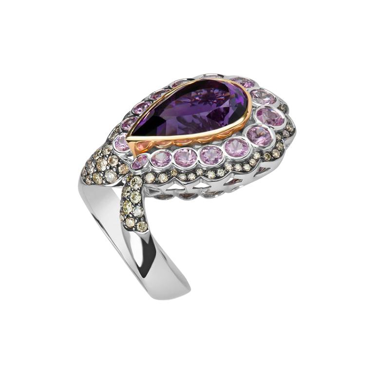 Zorab Creations Bague grande taille en quartz et améthyste 10,58 carats en vente