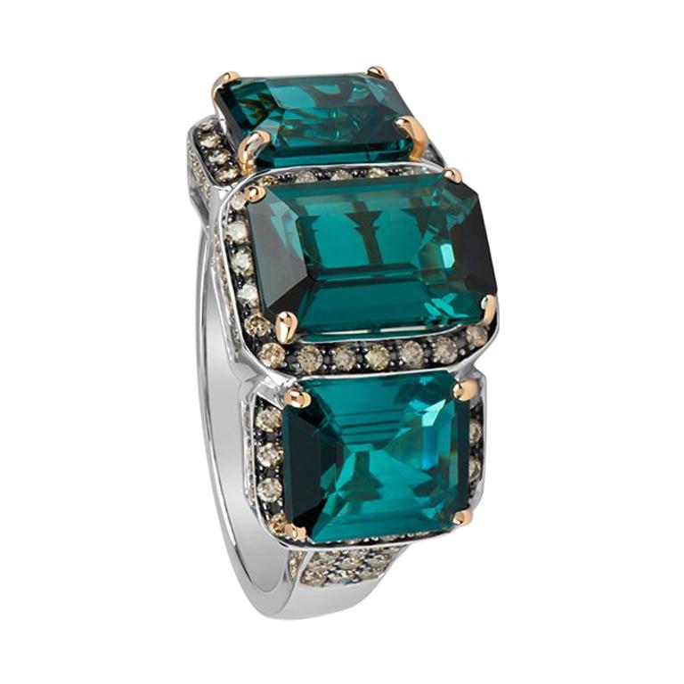 Zorab Creations Aqua-Green Tourmaline Trifecta Ring For Sale