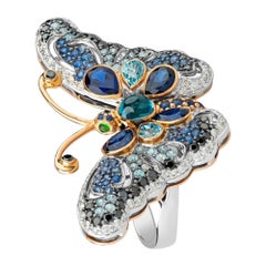 Zorab Creation Blue Sapphire and Diamond Glide Butterfly Ring