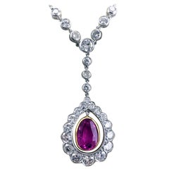Pink Sapphire Drop Necklaces
