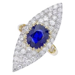 Antiker Saphir-Diamant-Platin-Goldring