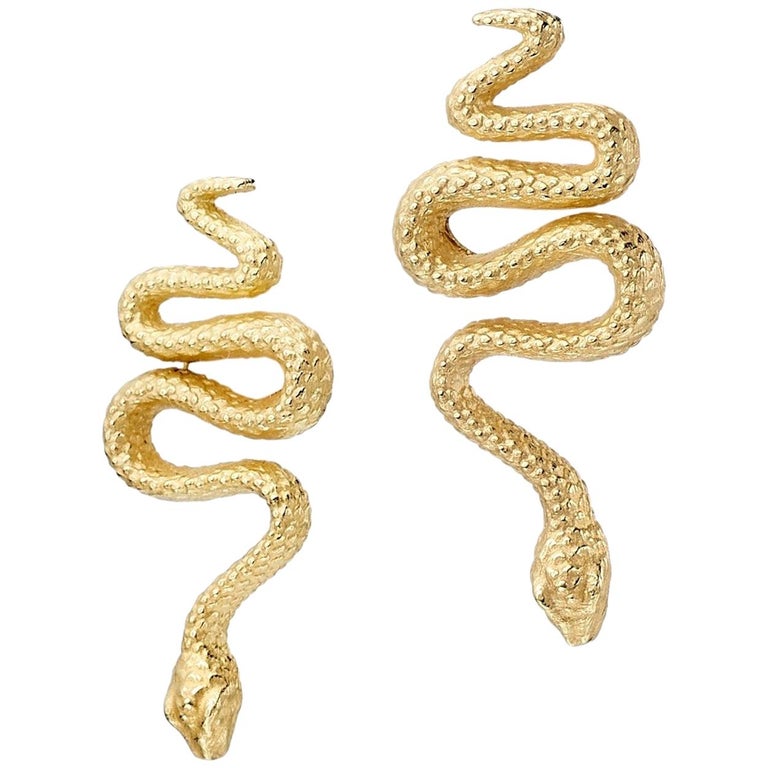 18 Karat Yellow Gold Snake Stud Earrings For At 1stdibs 18 Karat Yellow Gold Snake Stud Earrings For