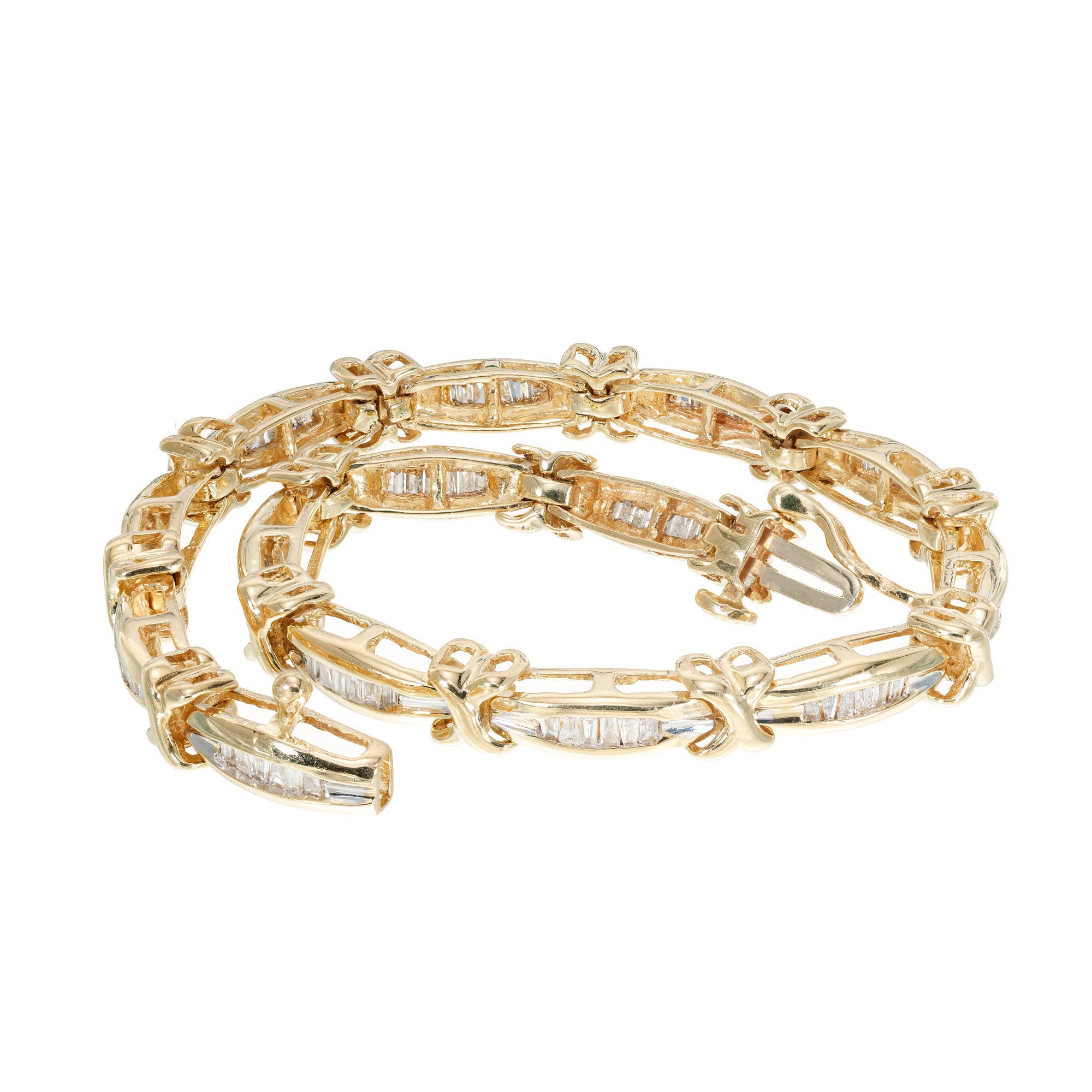 2.00 Carat Diamond Gold "X" Hinged Link Gold Bracelet For Sale