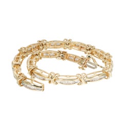 2,00 Karat Diamant Gold ""X"" Scharnier-Gliederarmband