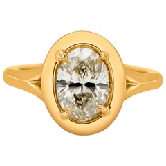 1.51 Carat Oval Cut Diamond Bezel Solitaire Engagement Ring