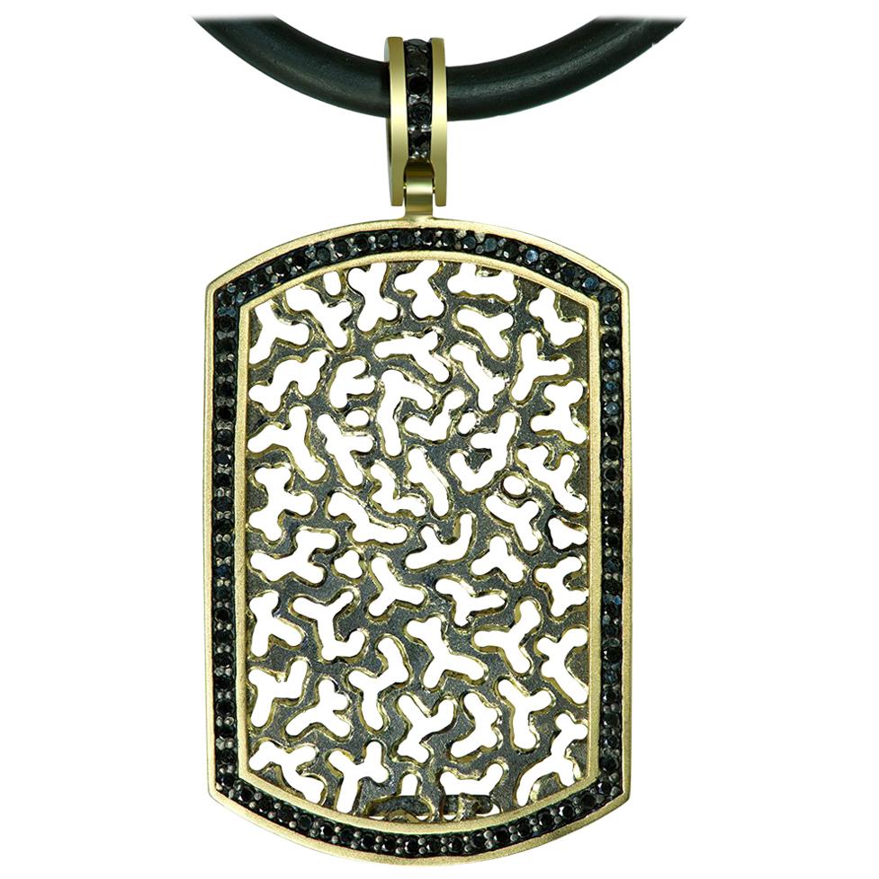 Alex Soldier Diamond Gold Tag Necklace Pendant on Gold Chain One of a Kind